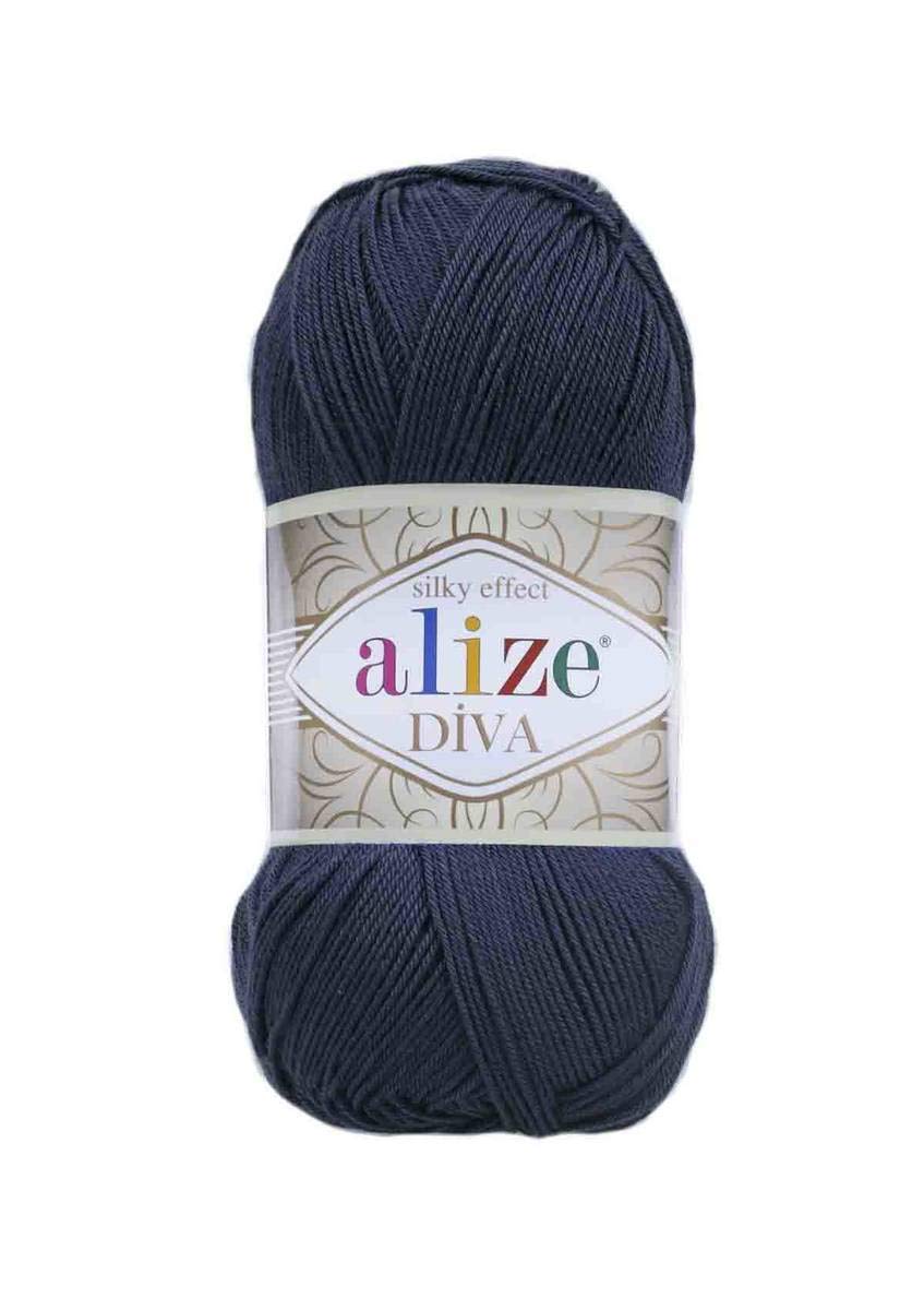 Alize Diva Silk Yarn - Microfiber Acrylic Sport Weight Yarn - Lightweight & Soft Yarn for Crocheting & Knitting Scarves, Clothes & Crafts - 1 Skein 100g, 383 Yards, Fingering Weight 14 WPI 361 Navy