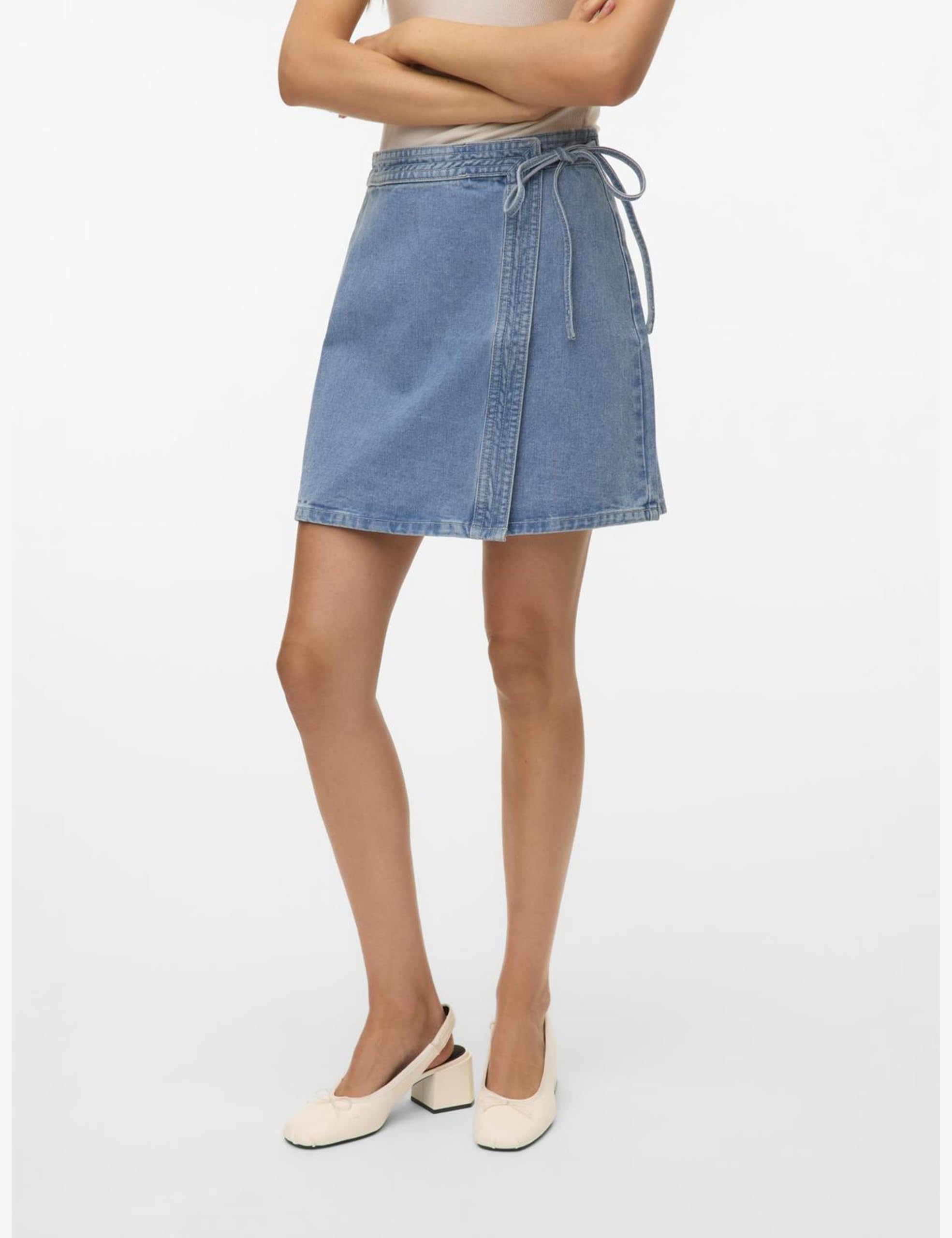 VERO MODA Vmliza Mr Short Denim Wrap Skirt Ga Noos Vmliza Mr Short Denim Wrap Skirt Ga Noos Donna (Pacco da 1)