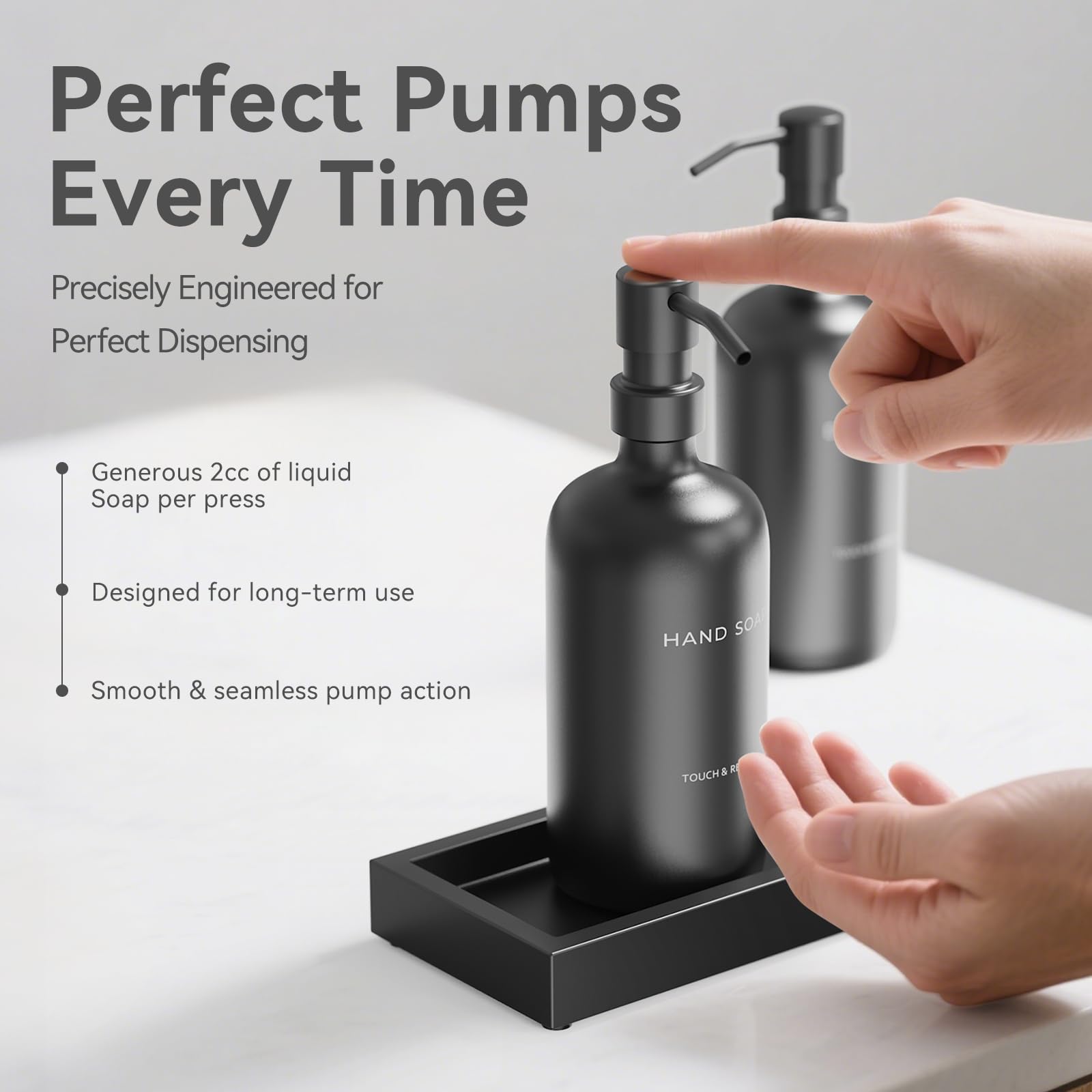 Set di dispenser per sapone da cucina con vassoio, lozione per sapone (nero)