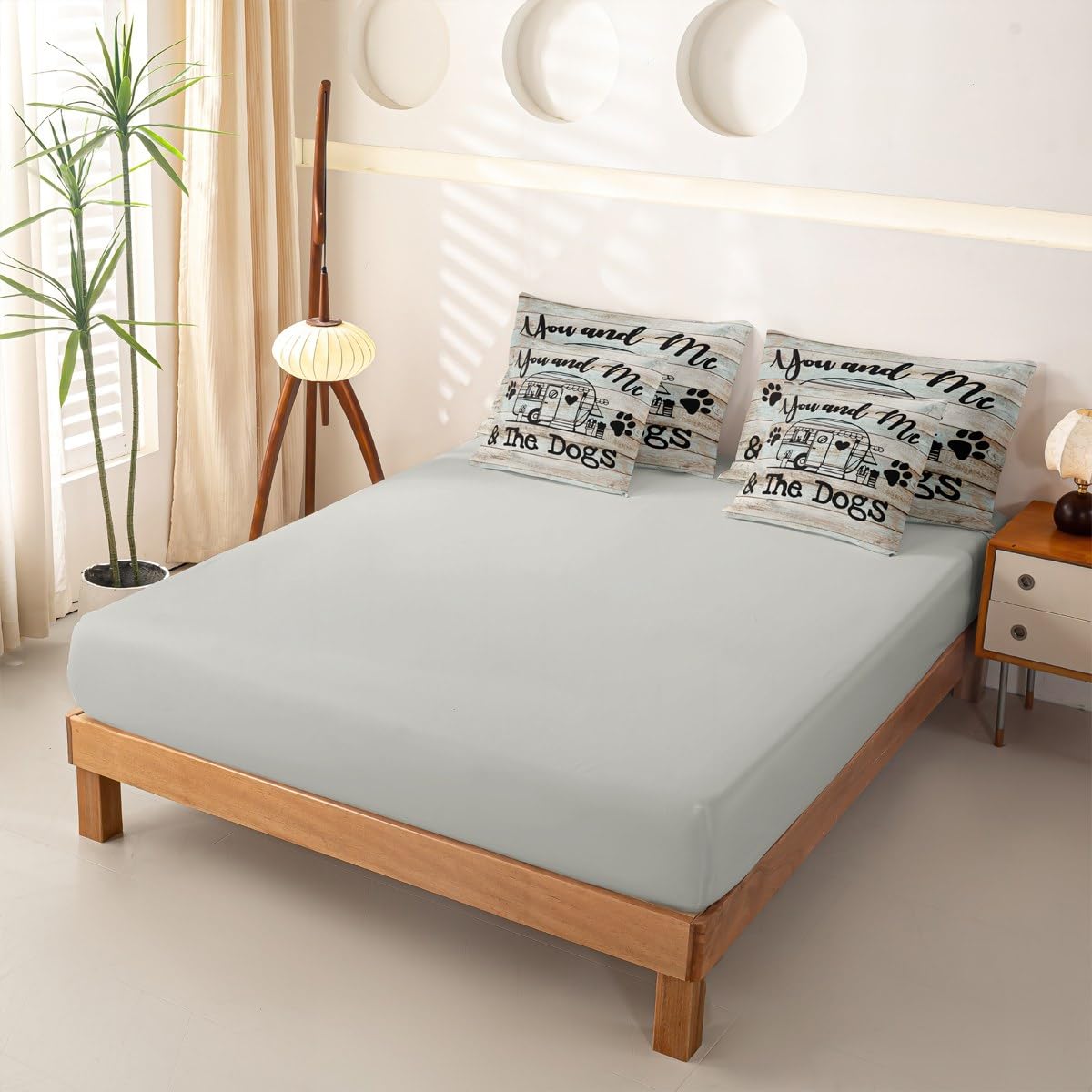 Loussiesd Juego completo de ropa de cama de 7 piezas con funda de edredón, sábanas, fundas de almohada, fundas de cojín, decoración de dormitorio, colcha transpirable para todas las estaciones