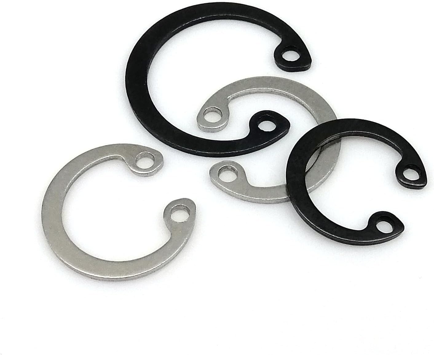 Generic 10/25/50pcs M8 to M30 GB893 304 Stainless Steel Black Steel Bearing Hole C Type Inside Internal Circlip Retaining Clip Snap Ring - (Inner Diameter: M19 25pcs, Color: black 65mn steel)