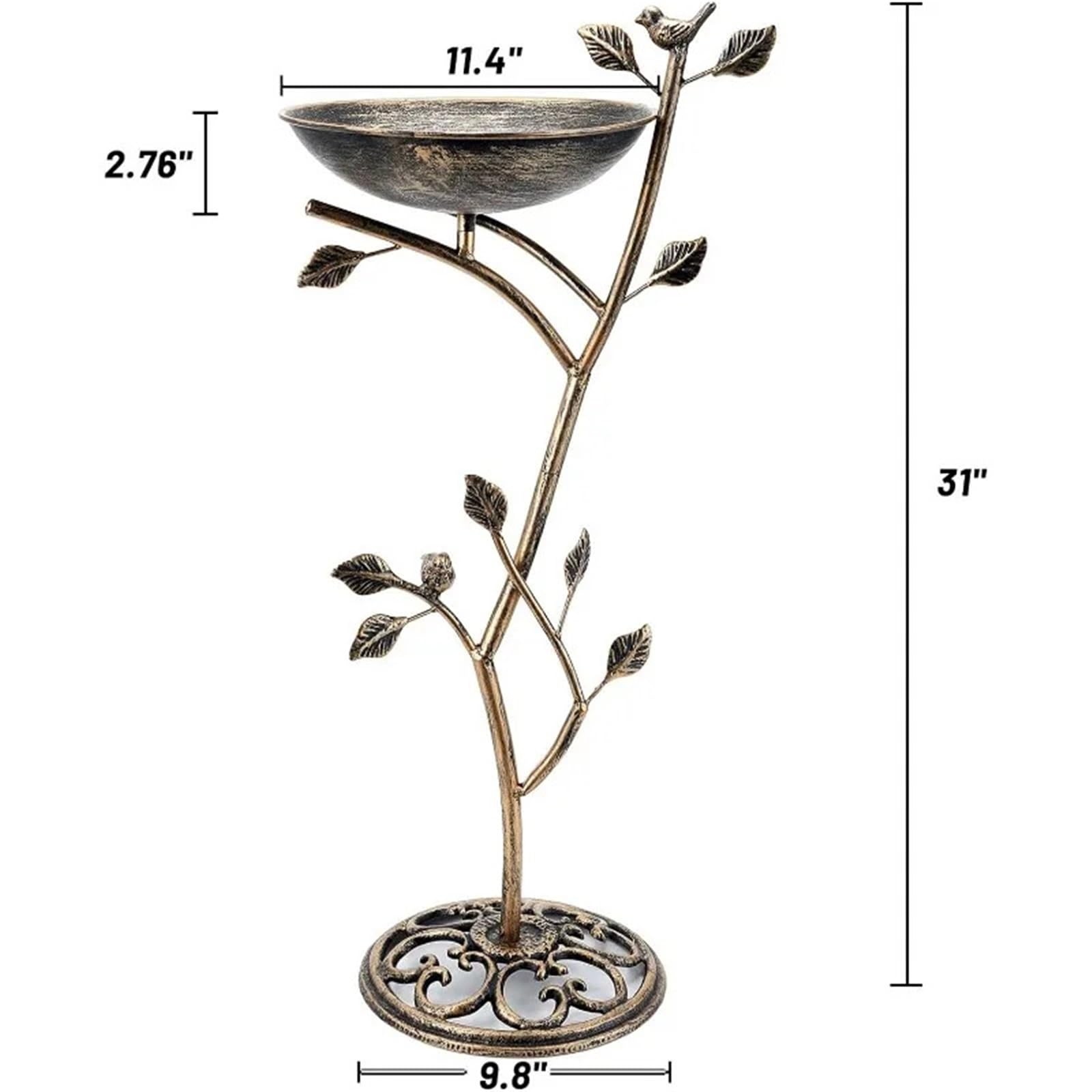 Vogeltränken Vogelbad aus Gusseisen mit Sockel, Durchmesser 28,9 cm B x 78,7 cm H, Vogelbad for draußen, Vintage-Vogelbad aus Metall, Garten- und Hofdekoration