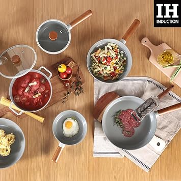 Neoflam FIKA 7inch 18cm Mid Night IH Baby Wokpan, Full Induction Heating