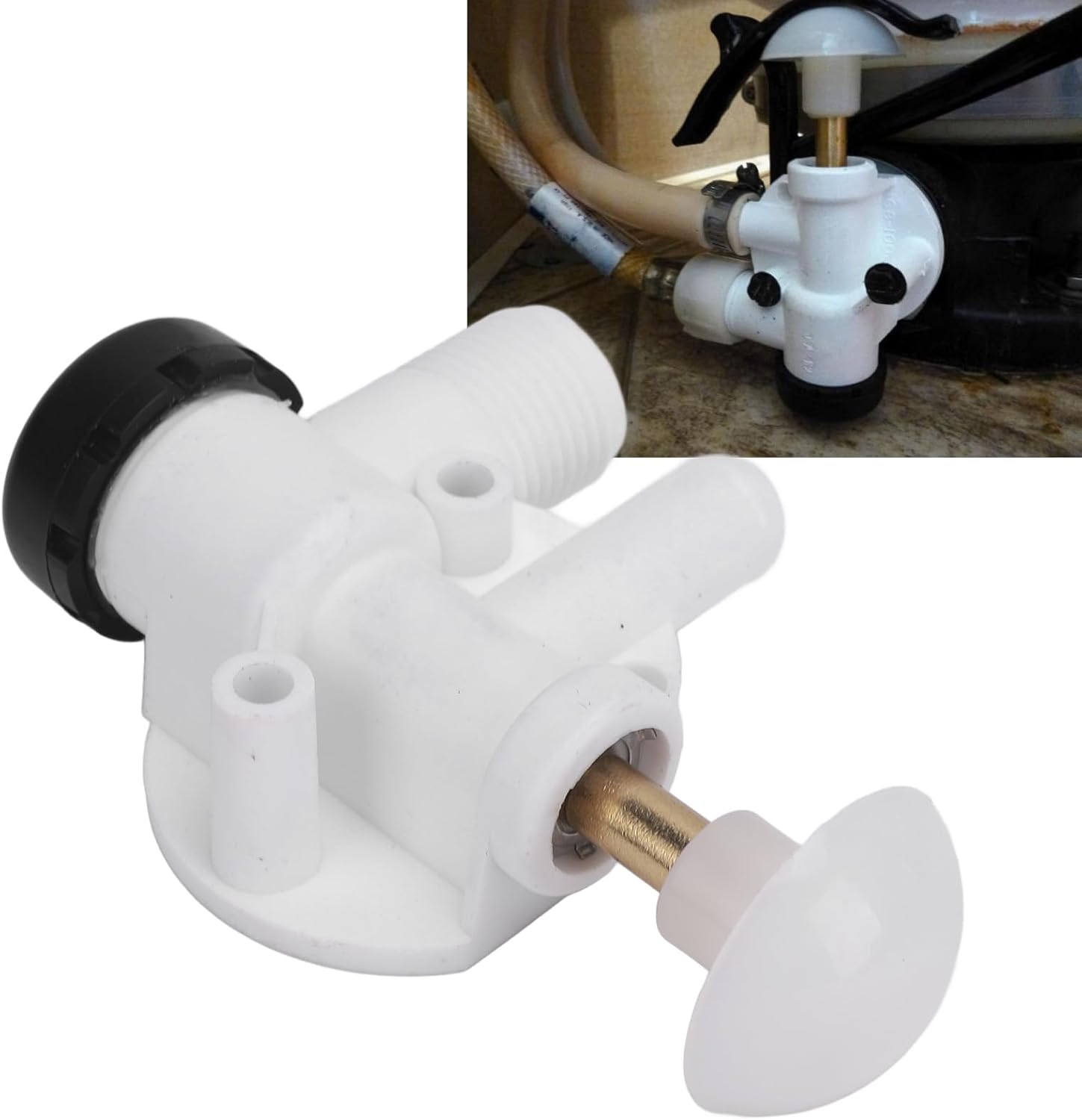 BAFOVY 385314349 314349 RV Toilet Water Valve Kit Replacement for VacuFlush Toilet Parts Fits 210 510 706 748 with 2 Screws Filter Upgraded Seals Leak Proof Design