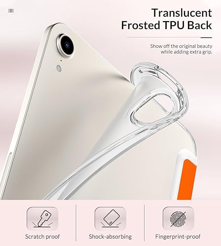 Miniatura 4 de MoKo Case Fit New iPad Mini 6 2021 (6 generación de 8.3 pulgadas), TPU suave translúcido esmerilado contraportada delgada Smart Shell Stand Folio