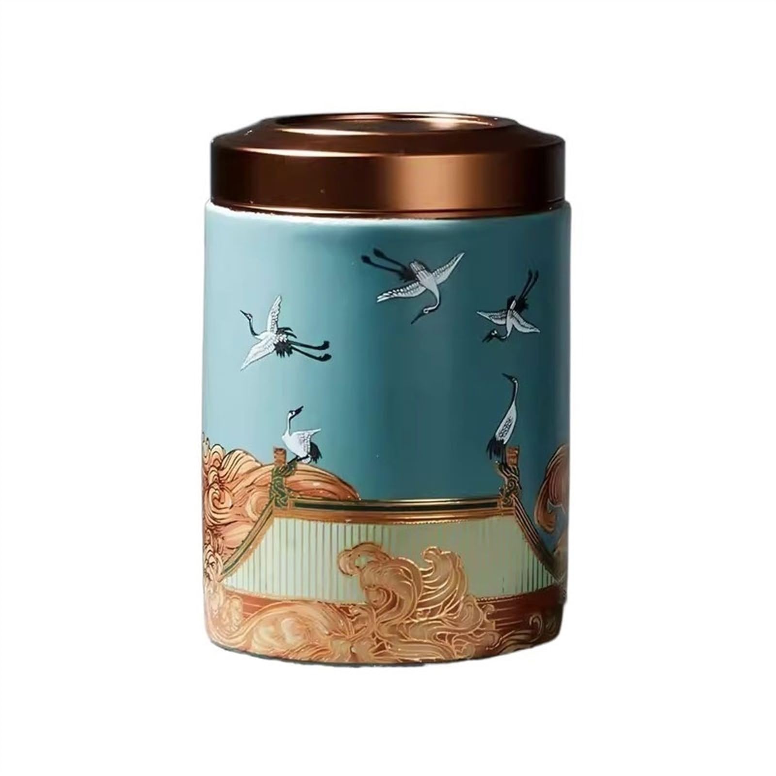 REIK Ceramiczny pojemnik na herbatę żuraw wzór pojemnik na herbatę metalowa pokrywka zamknięty pojemnik Puerh czarna zielona herbata pudełko do przechowywania herbaty małe akcesoria do herbaty