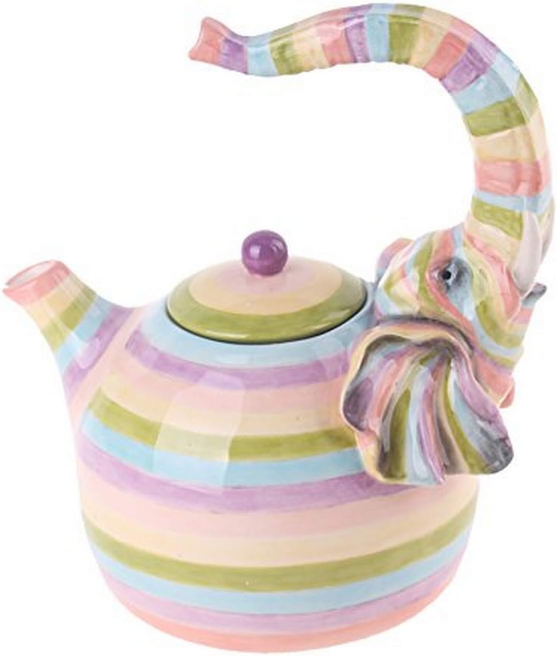Blue Sky Ceramic Colored Elephant Teapot, 8.5 x 6.5 x 9"