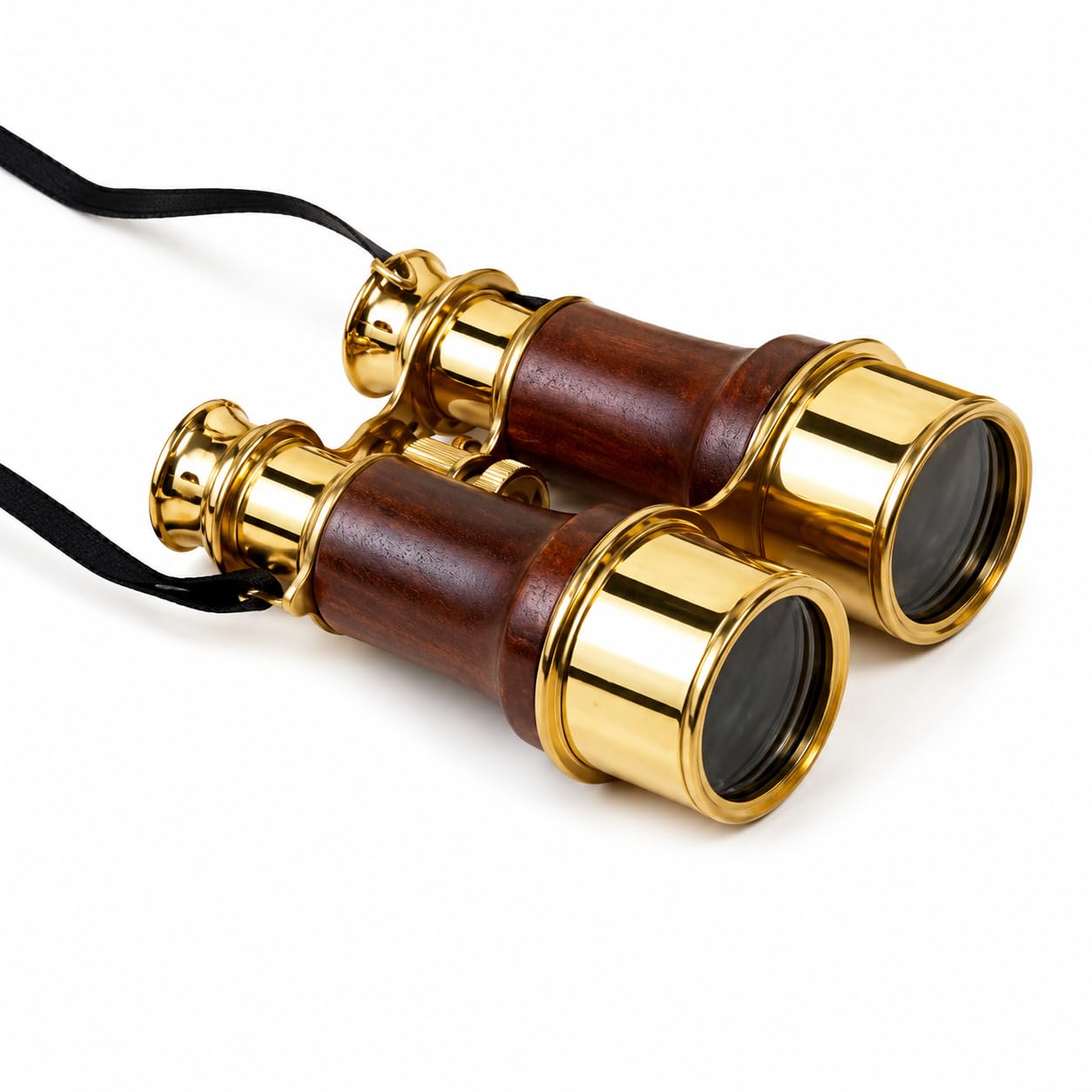 Jumelles victoriennes de style antique en cuir poli et laiton fait main - 8