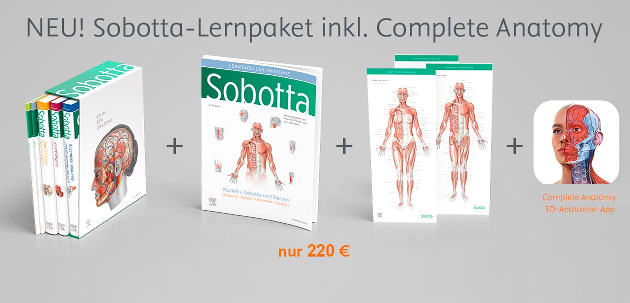Sobotta Atlas der Anatomie, 3 Bände + Lerntabellen + Poster