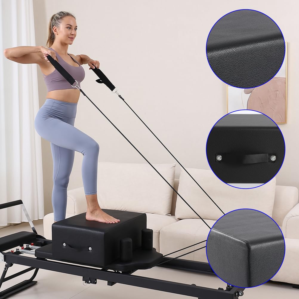 Caja de asiento de pilates y accesorio reformador para flexibilidad y movimiento, equipo ideal para entrenamientos de estudio y hogar