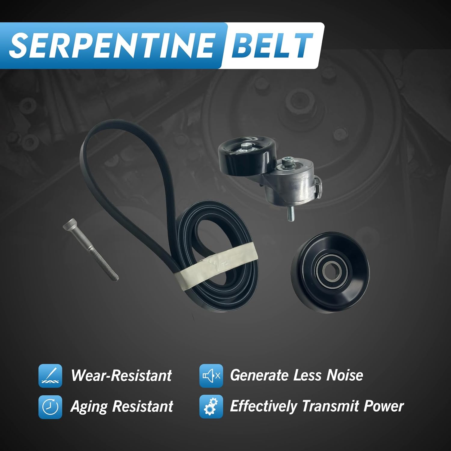 38385 Serpentine Belt Tensioner Kit with Idler Pulley Compatible with Ford Ranger 1997-2006, for Mazda B3000 1997-2006, OHV V6 3.0L Replace 38385 38001 6PK2243