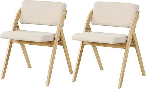 Byroce - Juego de 2 sillas plegables de comedor, sillas decorativas tapizadas de granja con diseño que no se ensambla, asiento acolchado y respaldo