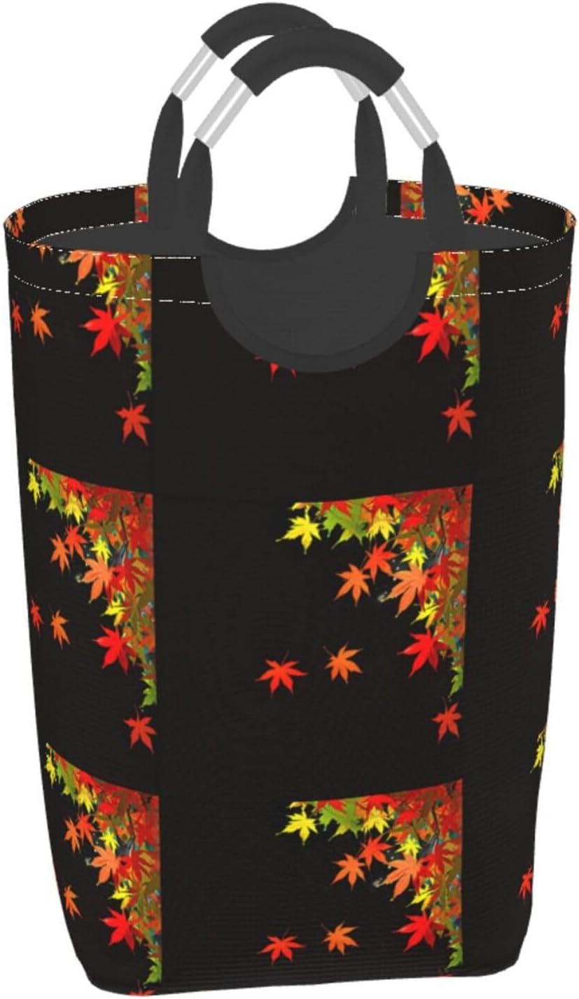Falling maple leaves Foldable storage bag, 50L capacity, suitable for laundry room, dormitory bedroom, dirty clothes storage basket.