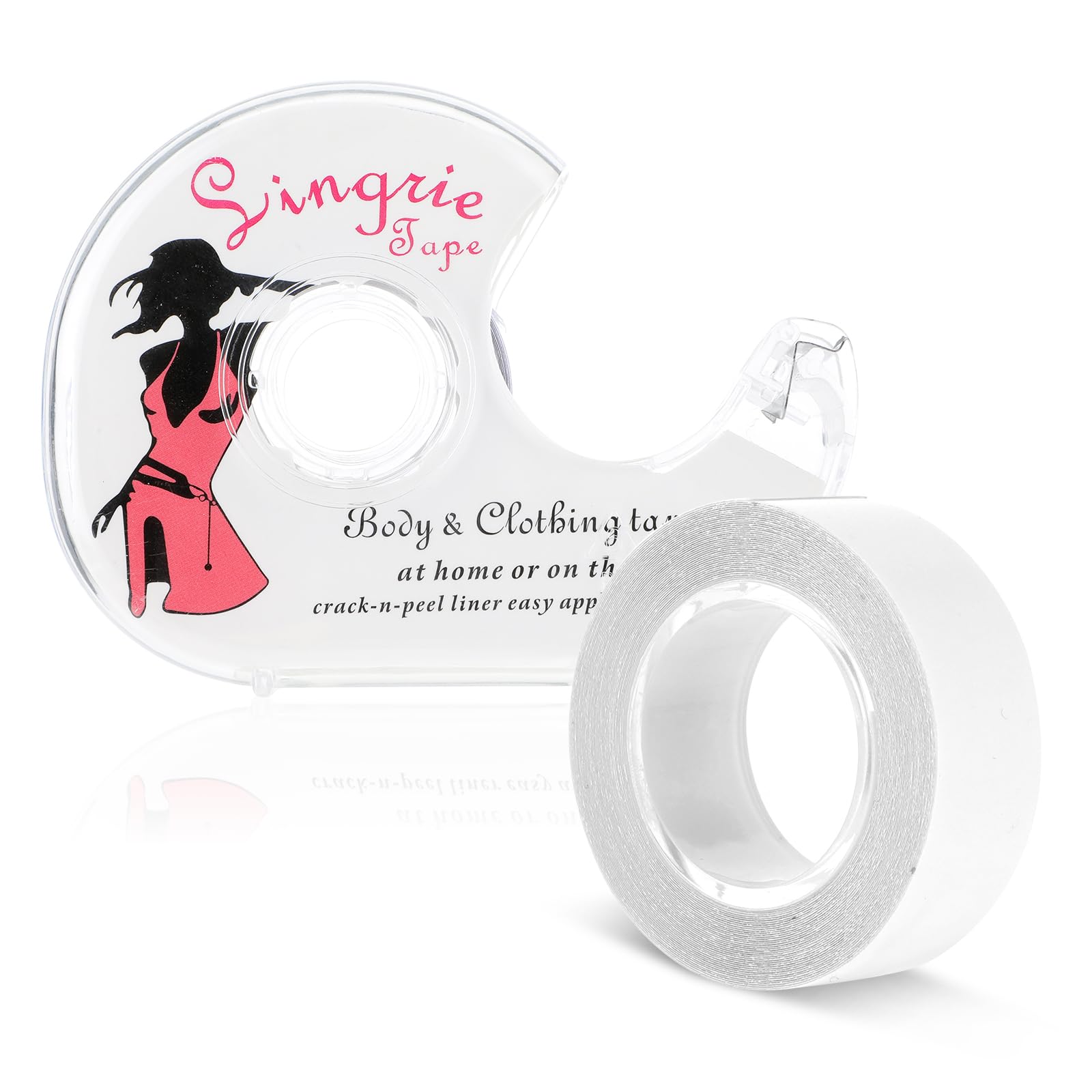 COMNICODouble Sided Clothing Tape Fashion Beauty Tape Clear Body Strong Tape Transparent Fabric Adhesive Tape with Dispenser for Clothing Fabric Dress Bra