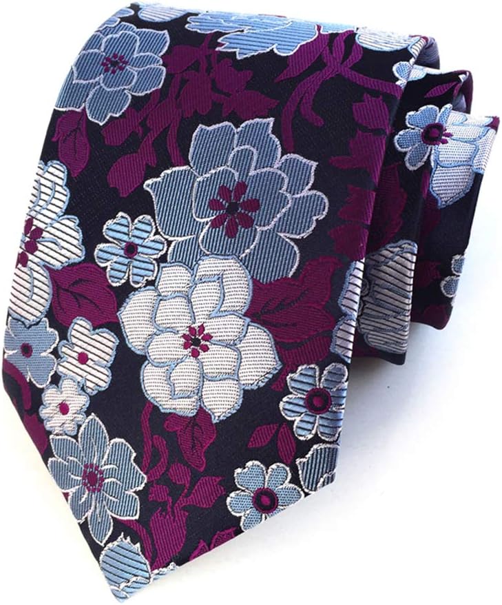 Mens Novelty Floral Wedding Tie Jacquard Woven Luxury Pattern Slim Necktie 3.15"