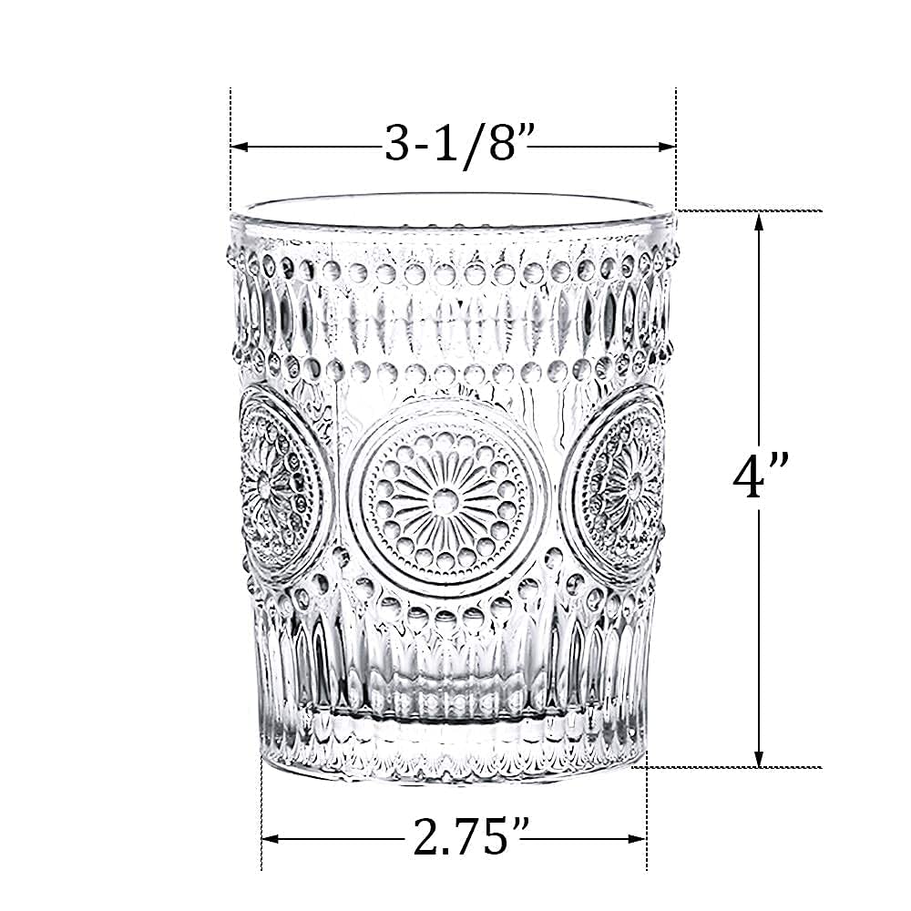 TRIXY Crystal Whiskey Glasses Set of 6 pcs- 300 ml Bar Glass for Drinking Bourbon, Whisky, Scotch, Cocktails, Cognac- Old Fashioned Cocktail Tumblers. (Romentic) 4