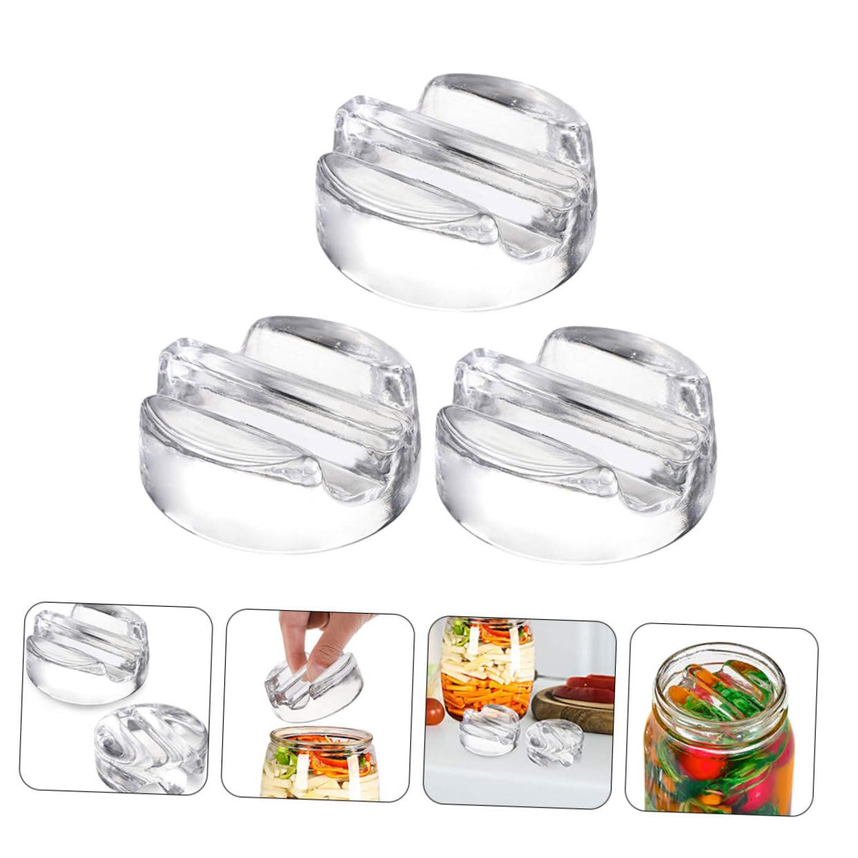3 Stück Glas Gärgewichte für Weithalsgläser mit Griffiger Struktur
