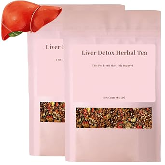 Liver Detox Herbal Tea,Wolfberry,Dandelion,Chrysanthemum,Osmanthus, Cassia Seed,5 Ingredients Natural Blend Formula Organic,Chinese Kidney & Liver Health Tea Bags 2pc