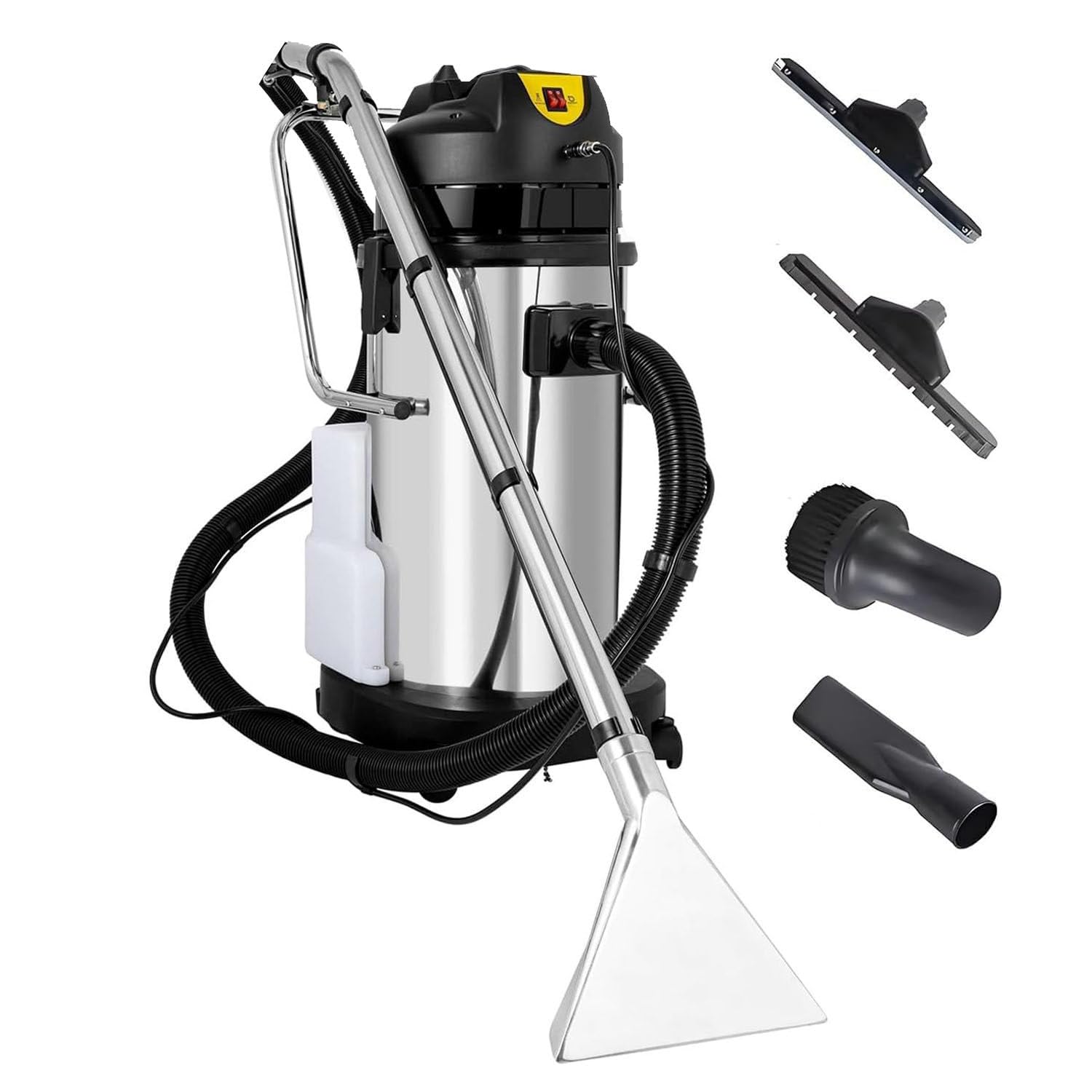 Kit extractor de agua para alfombras, diseño 2 en 1, tanque de acero inoxidable de 40 L, potente función de succión y pulverización, para detalles de automóviles y champú comercial de alfombras