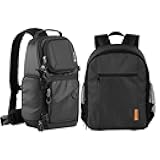 TARION Camera Backpack Bag Small + Waterproof Camera Sling Bag Backpack: DSLR Camera Bag with Waterproof Rain Cover Laptop Compartment + DSLR Sling Camera Bag for Photographers TR-S