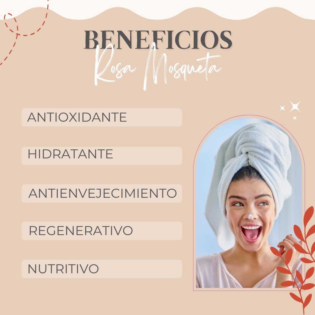 QKnatur - Aceite de Rosa Mosqueta Orgánico - 250 ml - para Cicatrices y Estrías - Para cara y cuerpo - Antiarrugas y Antiedad- BIO y Vegano - Prensado en Frío