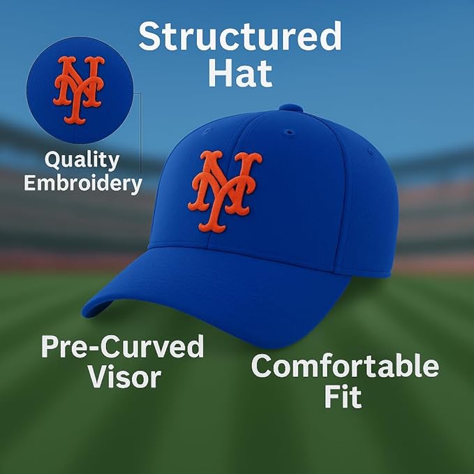 Gorra NY Mets MLB Azul Ajustable Bordada Logo Oficial miniatura 5