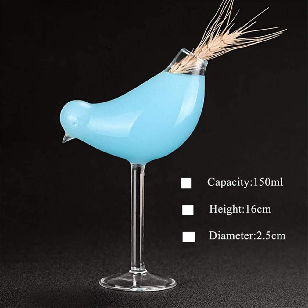 Copa de cóctel, copa de cóctel con diseño de pájaro creativo, copa de cristal individualizada, cristal transparente, juego de jarra de 2200 ml