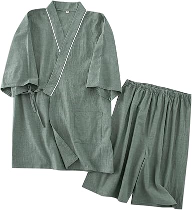 Kimono Da Uomo In Cotone - Set Meditazione Stile Giapponese, Comodo Per Casa E Relax