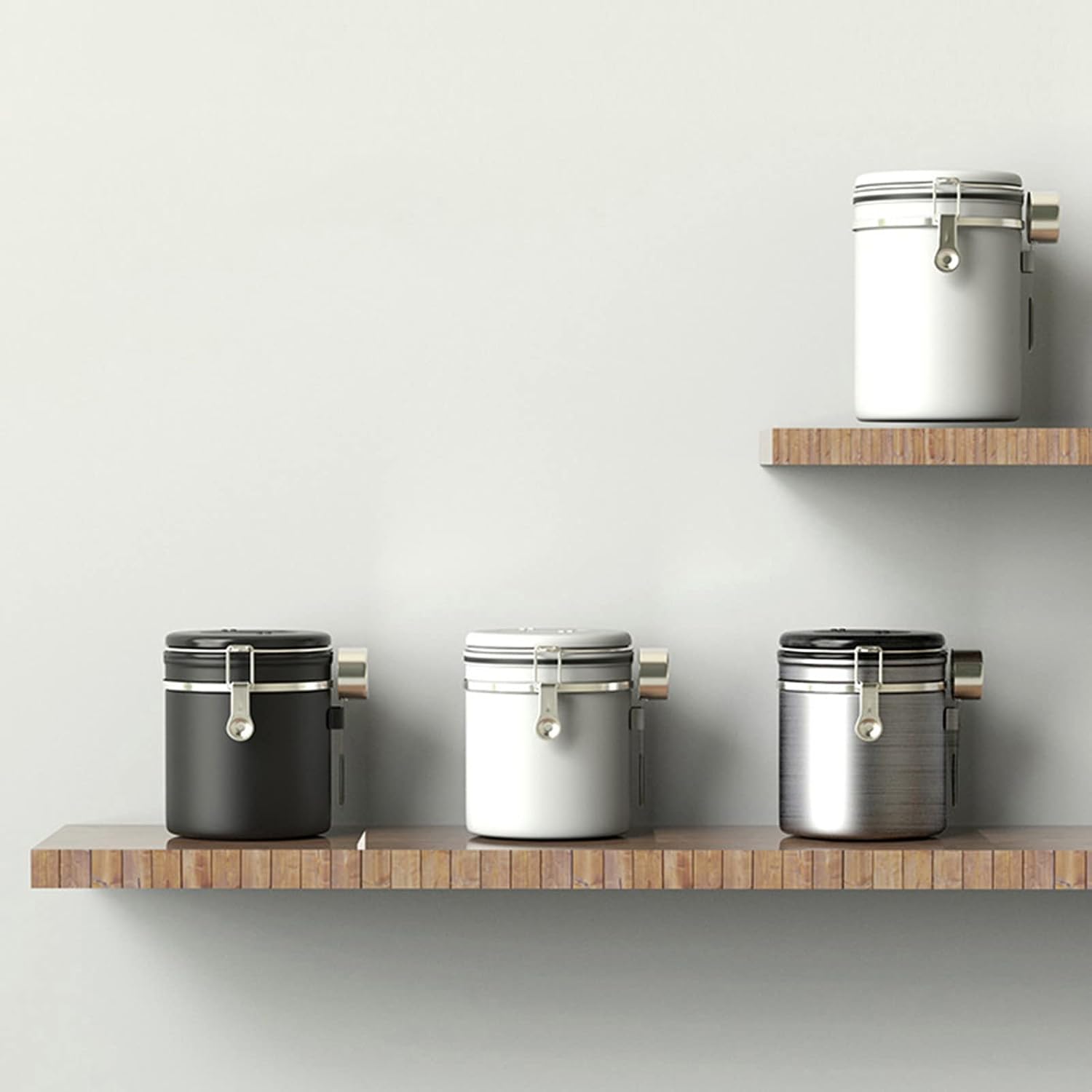 1.2L Coffee Canister Airtight Stainless Steel Coffee Container with Date-Tracker Measuring Sealed Jars