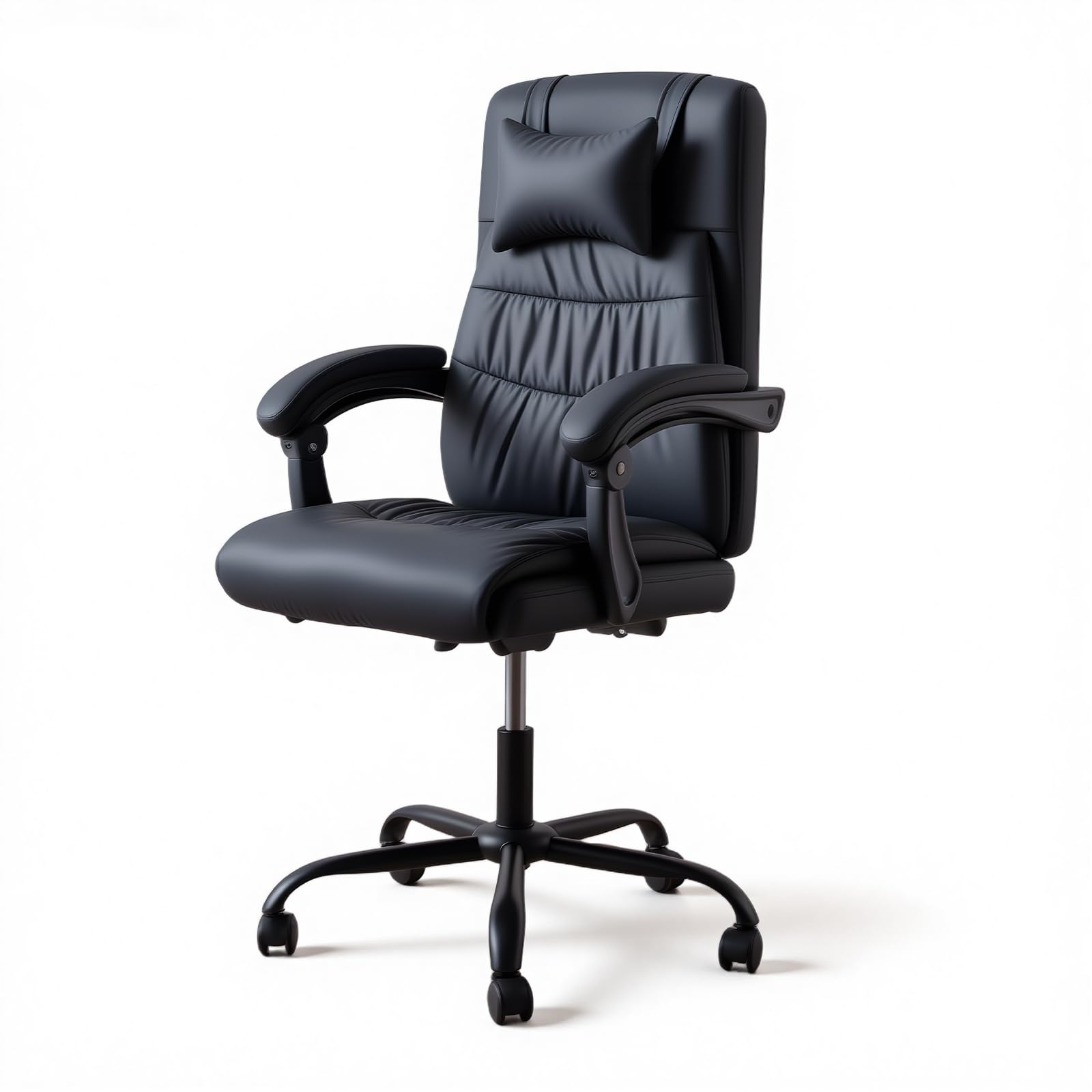 Panana Executive Office Chair, Ergonomic Conference Work Chair Padded Recline Computer PC Swivel Desk Chair with Adjustable Task Gas lift, Pu leather (Black)