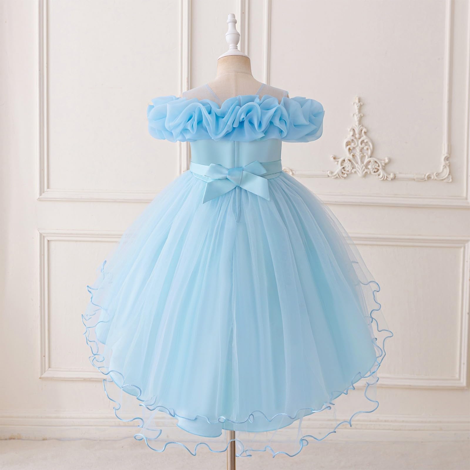 Vestido de princesa para niñas, de tul con lentejuelas, vestido de fiesta de cumpleaños, boda, dama de honor, vestido formal de noche