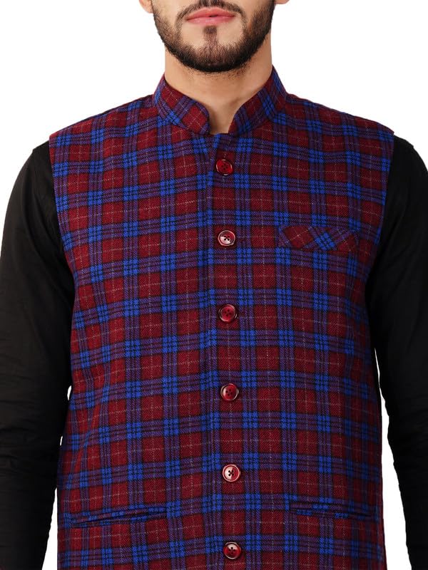 Image of VASTRAA FUSION Men's Traditional Woolen Nehru Jacket Modi Waistcoat
