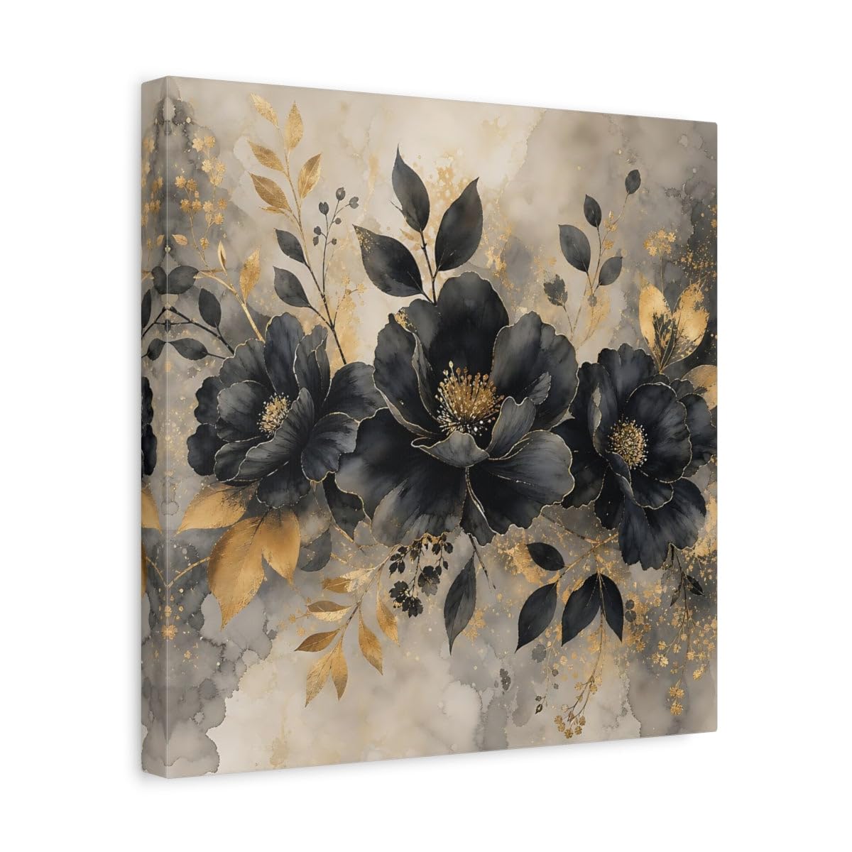 Décoration murale salon fleurs sombres or pour mur vide chic - 8
