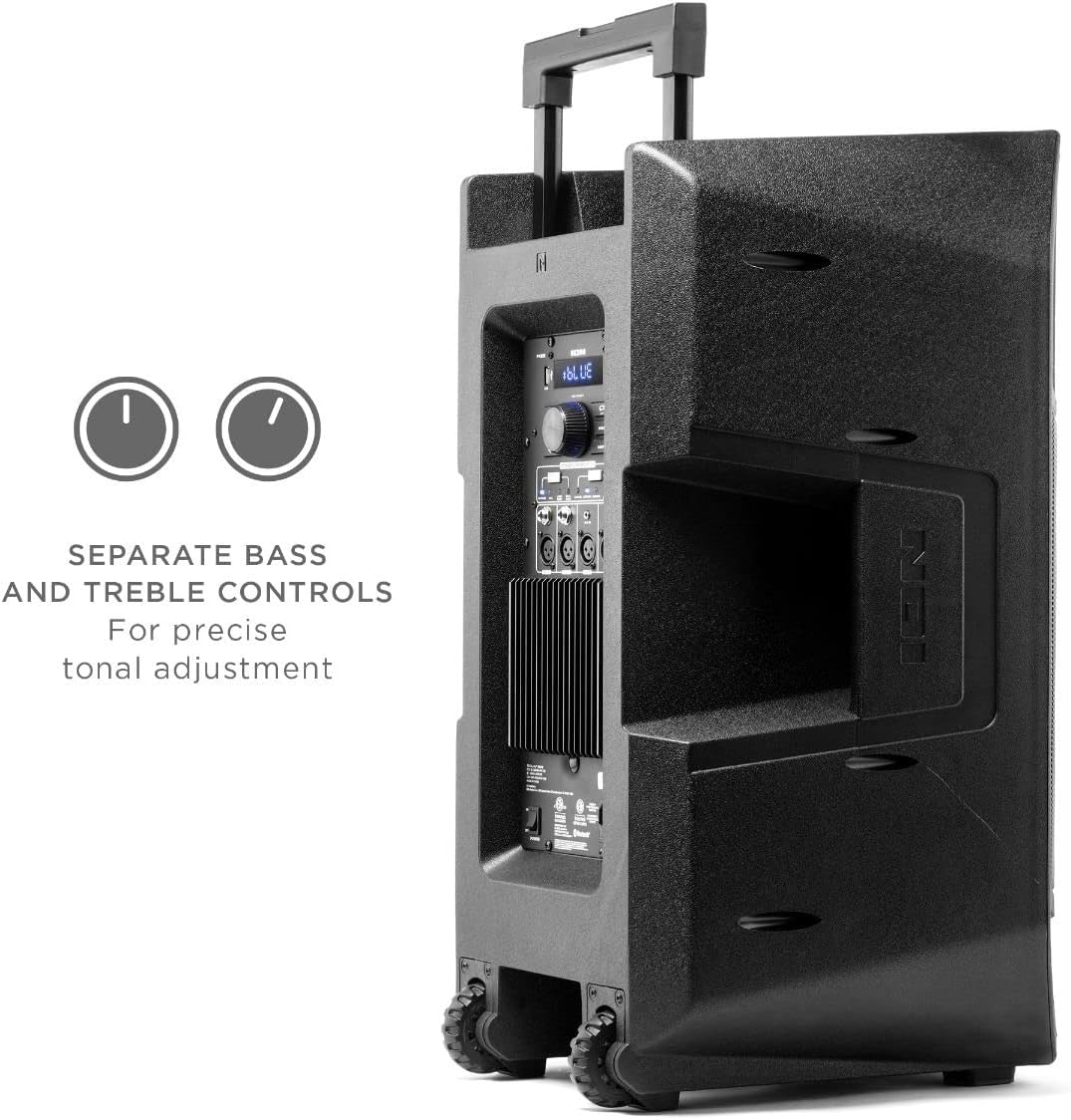 Side view of ION Total PA Prime speaker showing built-in handles and wheels