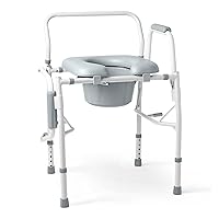 Vista 1 de Medline Cómoda de brazo abatible para adultos y personas mayores, asiento acolchado, orinal extraíble, protector contra salpicaduras, brazos