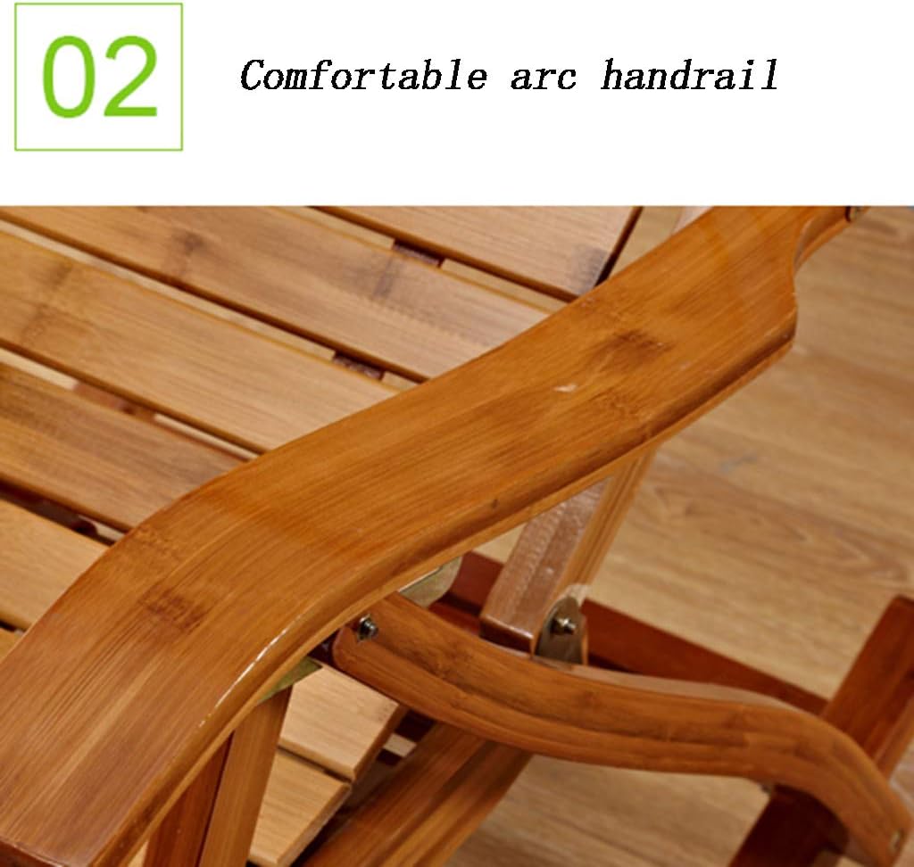 N / A Bamboo Rocking ChairFolding Chair, Leisure Bamboo Rocking Chair with Foot Massage, Adjustable Garden/Camping/Elderly Armchair