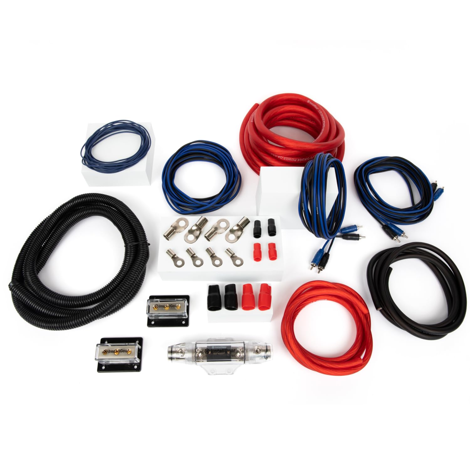 Dual 4 Gauge Amp Wiring Kit - True Spec Amplifier Installation Kit with Soft Touch Wire - Dual Amp Power Wire Kits for Subwoofer and Car Audio System - 4 Gauge Sub Wiring Kits