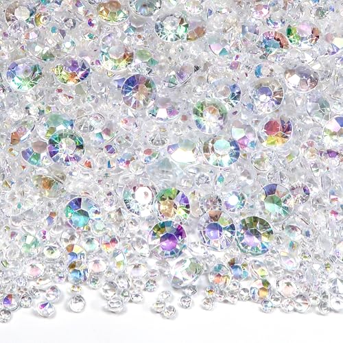 TOAOB Cristaux Acrylique Diamants 1300pcs 3mm à 10mm Diamant en Forme de Cristaux Pierres Précieuses Coloré AB Pierres de Strass pour Table Mariage Douche...