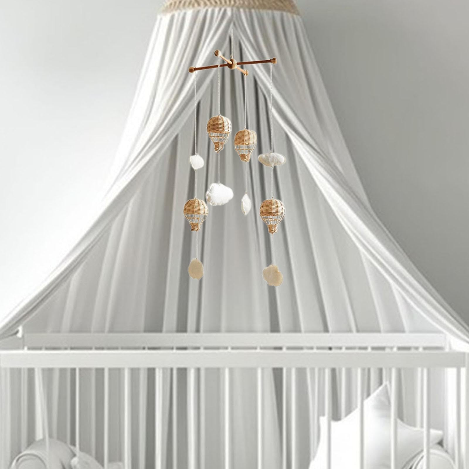 Giostrina da Appendere per Bambini con Mongolfiera in Rattan e Ciondolo a Forma di Nuvola, Decorazione Attraente per la cameretta dei Bambini,