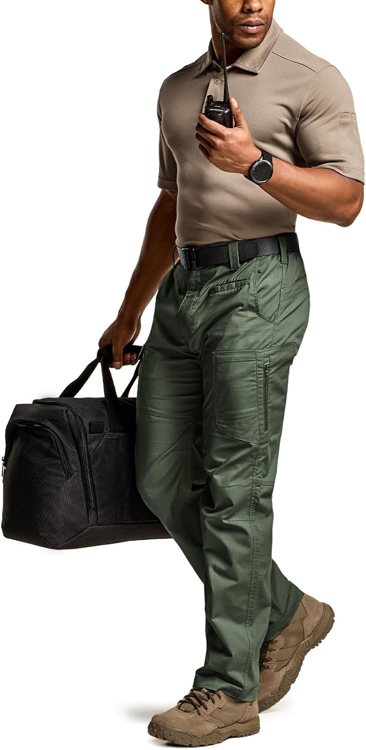 CQR Men's Utility Flex Cargo Pants, Classic-Fit Casual Stretch Work Pants, Water Resistant Lightweight Tactical Hiking Pants - Image 5