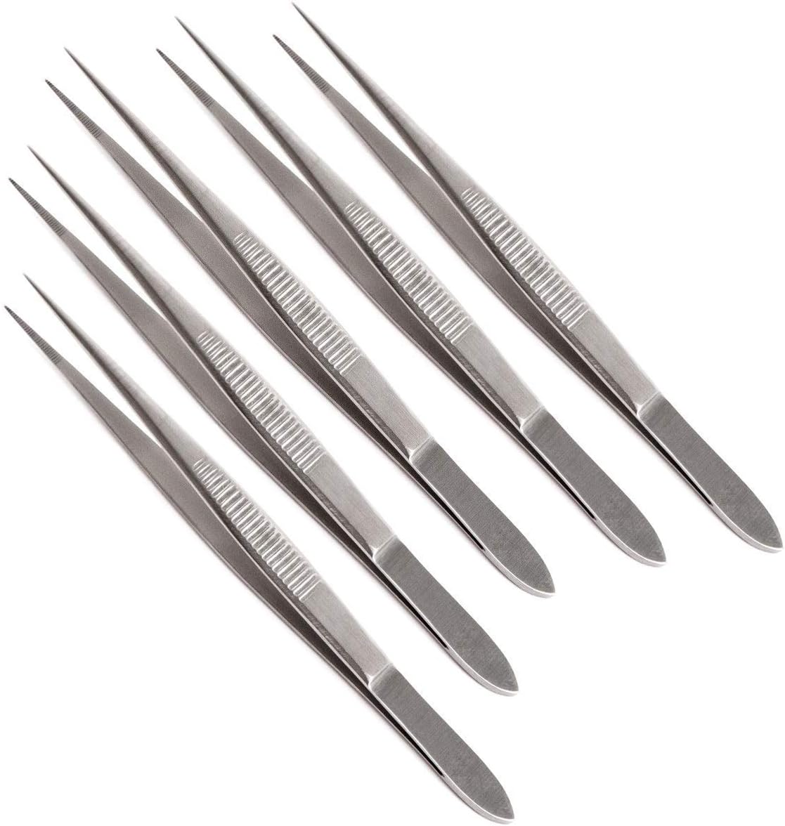 GOLDFINCH Set of 5PCS Dissecting Thumb/Dissecting Forceps Pointed 6" Tip Surgical Instrument