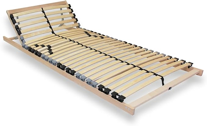Mister Sandman Lattenrost 80 x 200 cm – Stabiler Lattenrahmen zur Selbstmontage – Verstellbares Kopfteil – 7-Zonen-Lattenrost aus Birken-Schichtholz – 28 Federleisten – Für alle Matratzen geeignet