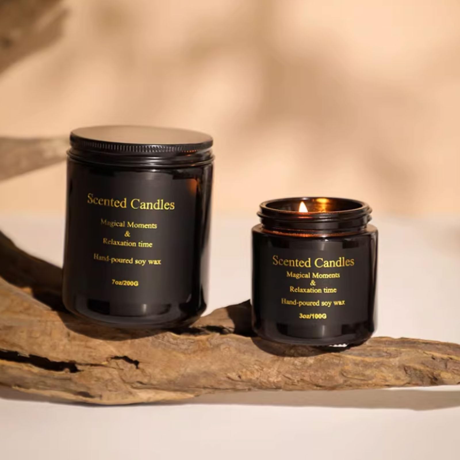 Compacto Velas de vidrio, vela de aromaterapia reutilizable, velas en tarro modernas hechas con cera de soja y aceites esenciales for aliviar el estrés no es picante(Red teak,L)