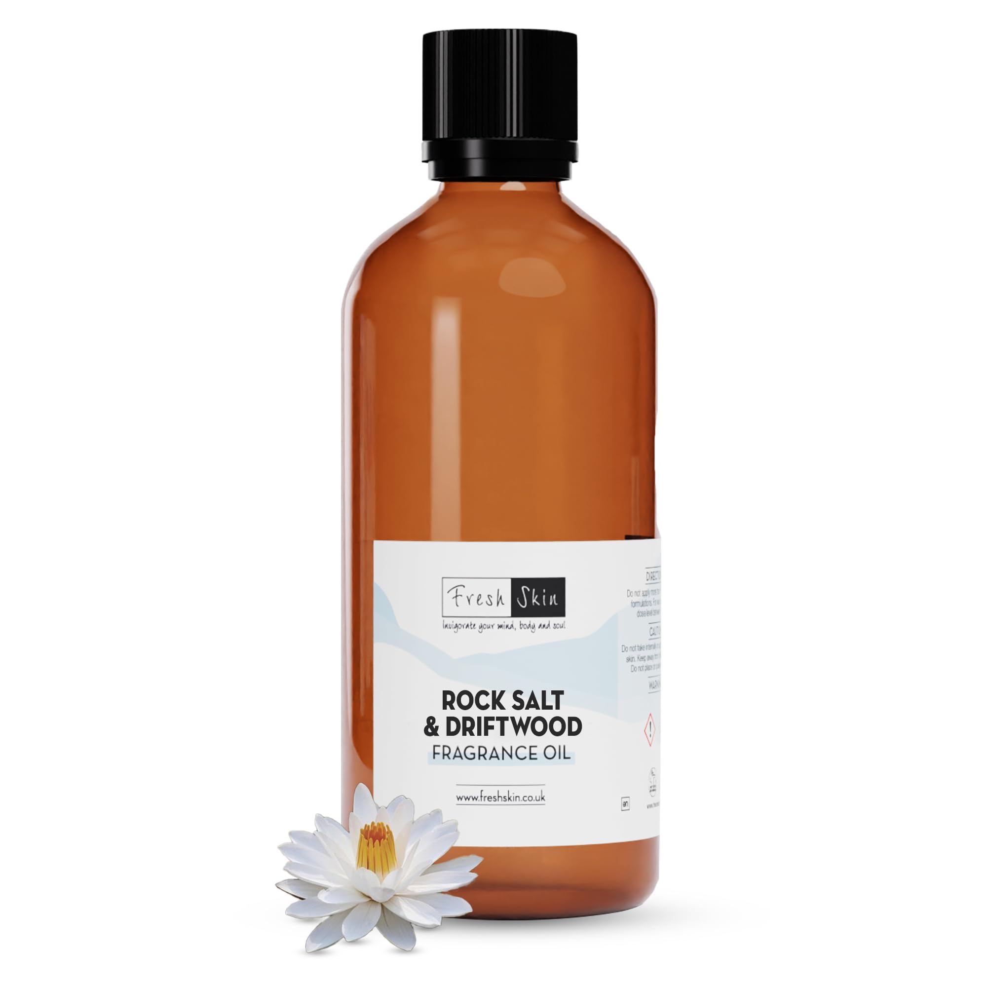freshskin beauty ltd | Rock Salt & Driftwood Fragrance Oil 100ml - Candles, Bath Bombs, Soap Making, Reed Diffusers & Wax Melts - Cosmetic Grade - Vegan Friendly
