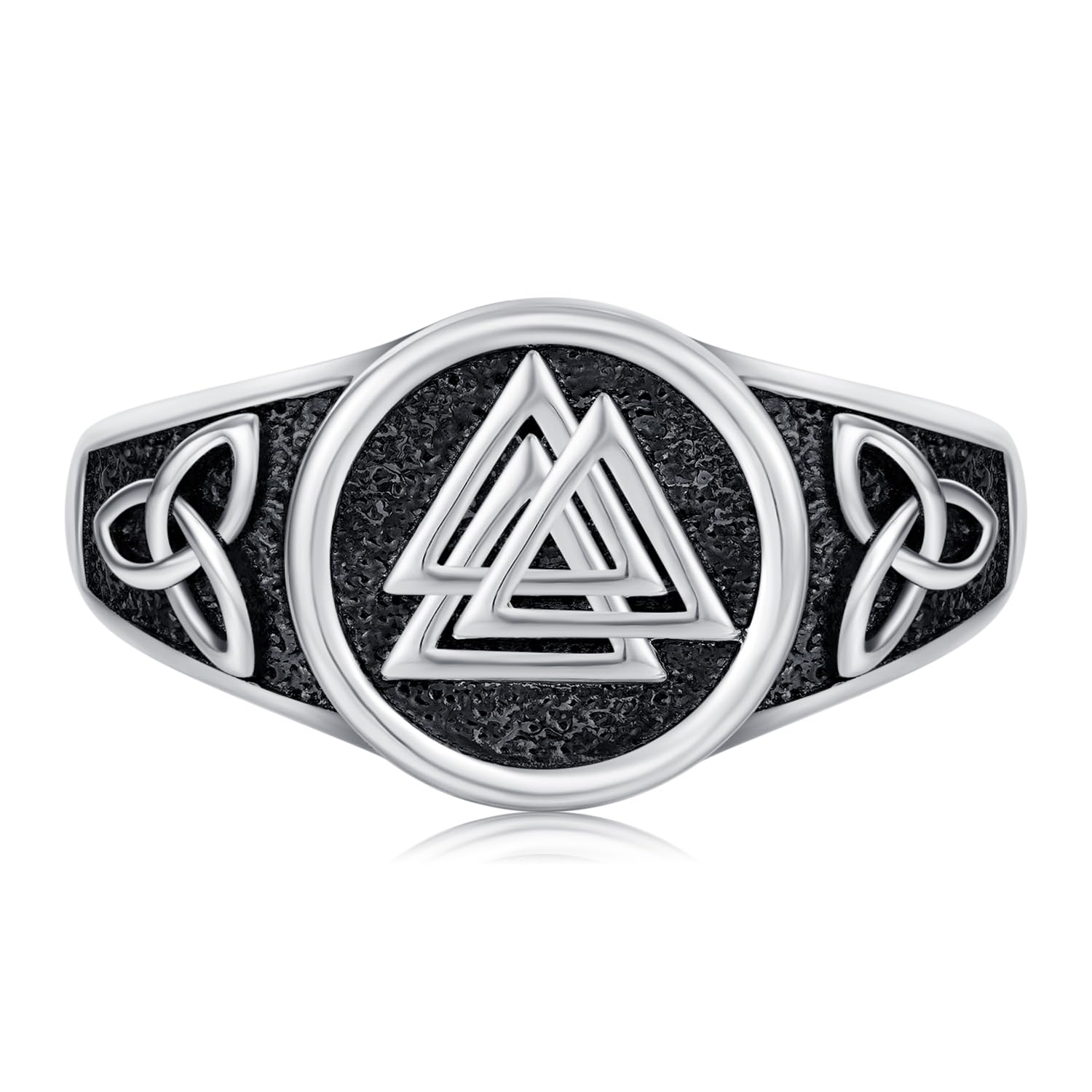 CHENGHONG Anillos vikingos de plata de ley 925 para hombre, unisex, negro, ojo de Horus, amuleto ajustable de runa, joyería de regalo para hombres y mujeres