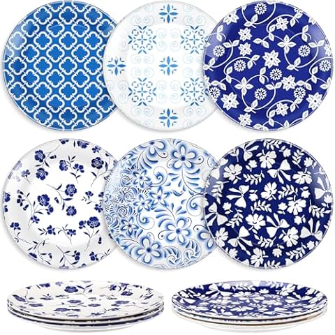 Sunnychicc 12 Pcs Vintage Blue and White Plates Cover