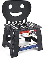 Vista 9 de ACSTEP Taburete plegable con soporte de espalda para niños, taburete de 9 pulgadas para niños y niñas, taburete de cocina al aire libre