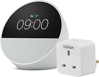 Echo Spot | Glacier White + Osram Smart Plug, with Alexa+ Ea