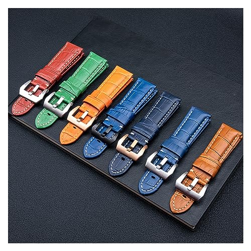 Correa de reloj de cuero de 24mm compatible con accesorios PAM111 de becerro 3