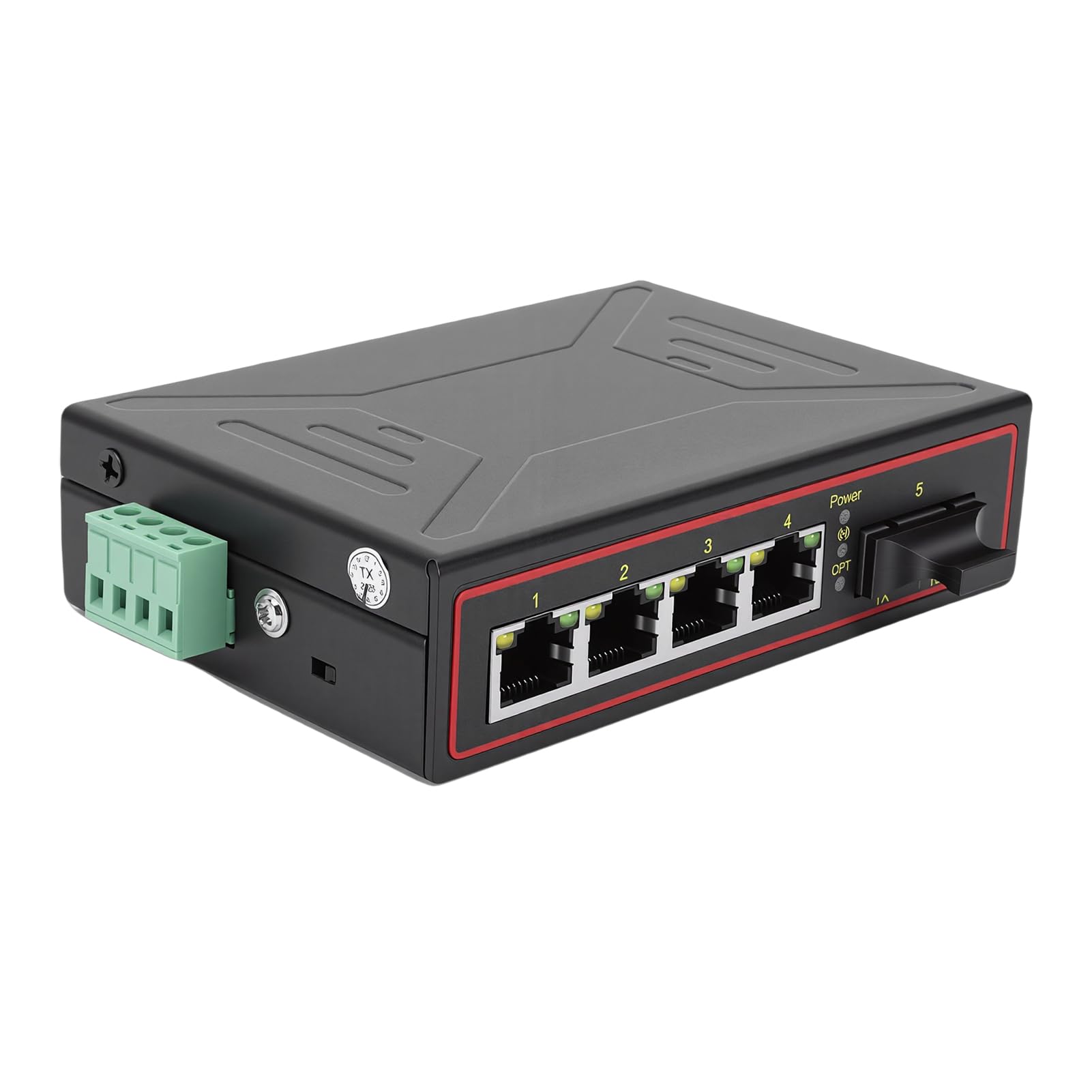 Elprico Interruttore Ethernet Industriale, 4 Porte Ethernet | Metallo, Plug and Play, porte 10/100 Mbps, supporta gli standard IEEE